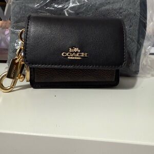 Coach Black Leather Keychain Wallet
